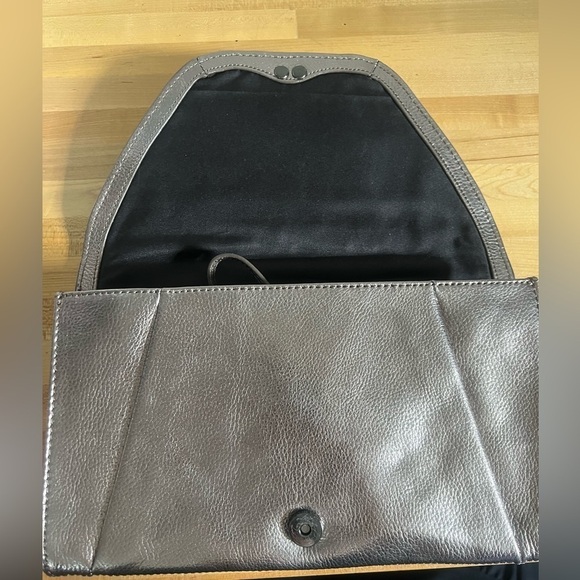 Elliott Lucca Bronze Metallic Woven Leather Convertible Clutch with Strap - Picture 6 of 12